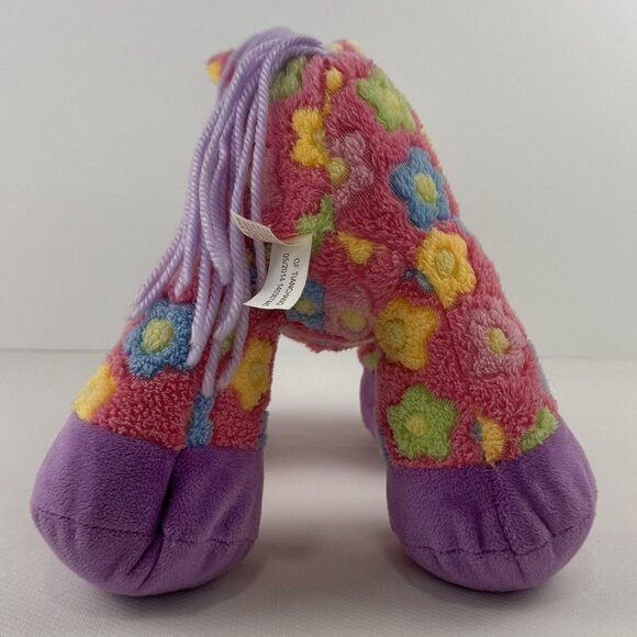 Dan Dee Collectors Choice Plush Horse 14" Pink Floral Pattern Purple Hooves Soft - Picture 3 of 11